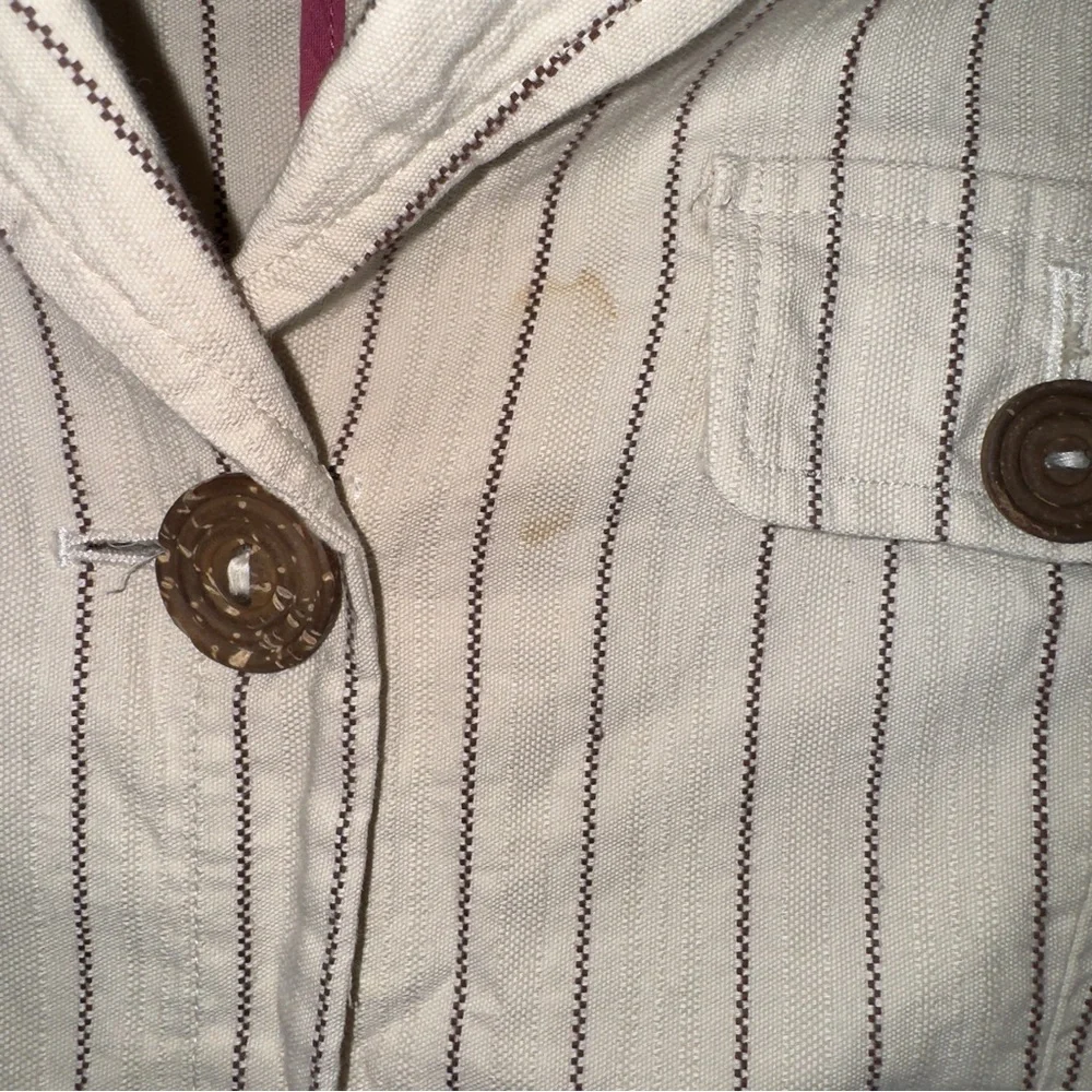 Tibi Women’s Striped Cotton Blazer Jacket Beige Brown Button Front Size 2 - Picture 4 of 12